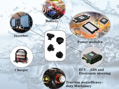 SST-Porous®Plastic waterproof breathable snap fit vent—（Typical application：ECU, ABS and electronic steering gear, inverter, charger, distribution module, DC-DC voltage regulator, photovoltaic inverter, communication equipment, heavy machinery equipment, outdoor LED, surfboard, etc）